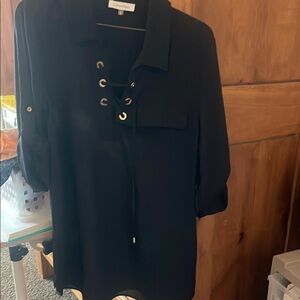 Calvin Klein Black Lace-Up Blouse